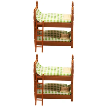 2 סטים רהיטים בית בובות מיטה זוגית מיני הביתה דגם פלסטיק השינה המיטה הילד