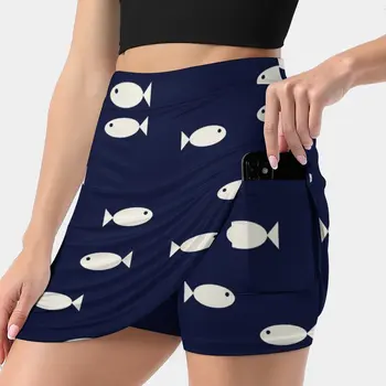 דגים קוריאני אופנה חצאית קיץ, חצאיות לנשים אור הוכחה מכנס-חצאית דגים דפוס ימית כריש ים חופשה על החוף