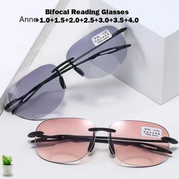 +1.0 עד +4.0 Bifocal משקפי קריאה של גברים Presbyopic משקפיים גברים של משקפי שמש שקופים משקפיים עבור שני רחוק וקרוב להשתמש