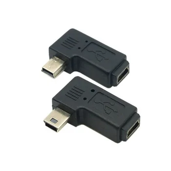 90° זווית מיני 5Pin USB זכר למיני USB נקבה סיומת מחבר