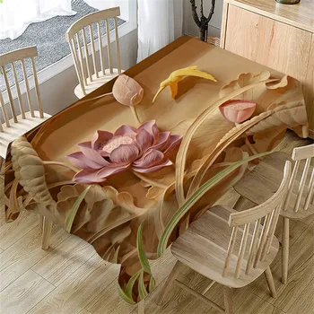 3D מפת השולחן פרחים מגולפים דפוס עמיד למים שולחן האוכל בד מלבני תה כיסוי שולחן פיקניק מחצלת עיצוב הבית Manteles
