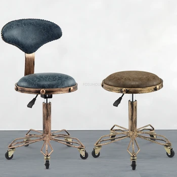 נורדי רטרו ספר כיסאות מספרה סלון יופי כיסא עם גלגלים הביתה איפור כיסא סלון מודרני ריהוט יצירתיים כסא בר