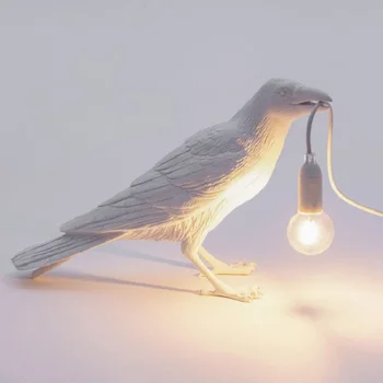 המשמח ציפור אישית יצירתיות חדר השינה המיטה חיה בצורת ציפור שרף מנורת קיר קישוט