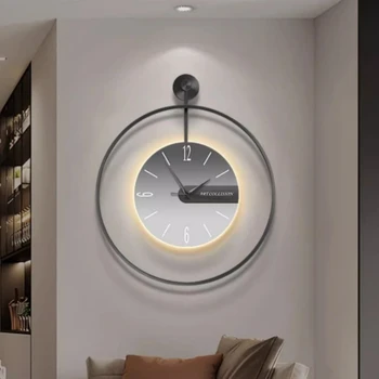 אופנה מודרנית שעון קיר מופעל על סוללה פשוטה שעונים גדולים שקטה סלון מתכת רלו דיגיטלי ונקייה עיצוב הבית