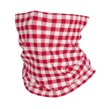 אדום אריג משובץ בסגנון בנדנה הצוואר Gaiter הגנת UV לפנים הצעיף מכסה גברים נשים הכובעים צינור גרב