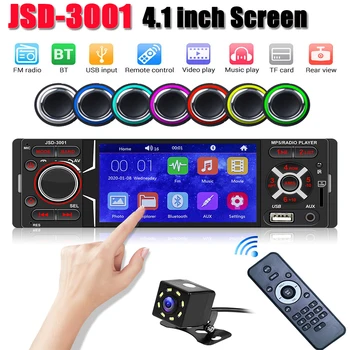 JSD-3001 רדיו במכונית מולטימדיה DIN 1 נגן וידאו 4.1 אינץ מסך מגע Bluetooth תואם-AUX אוטומטי סטריאו ראש יחידת כבל AUX