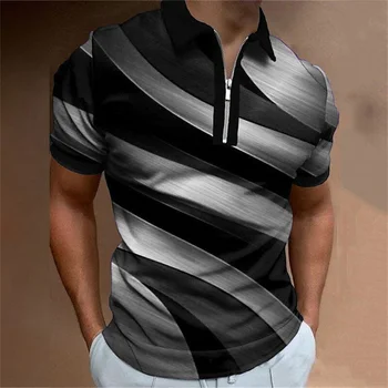 2023 חולצות גברים רוכסן צבע מקורי הצעת המיטה הענקית רבע חולצת פולו לנשימה מקסימום בגדי גברים שרוול קצר טי