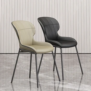 מתכת חיצונית, כסאות אוכל נורדי מעצב יוקרתי למשרד המודרני כיסא עור מודרני מתכת Chaises-סל אבוס רהיטים CQ