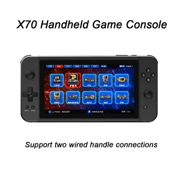 חדש X70 7 אינץ מסך HD רטרו וידאו, קונסולת משחק 32G/64G 10 סימולטורים כף יד השחקנים תמיכה דו-השחקן FBA/GBA/SFC