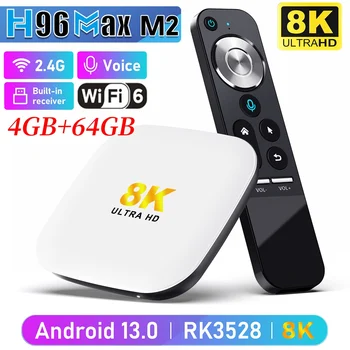 H96Max M2 Smart TV Box Android 13 RK3528 8K 1000M WIFI6 DDR4 Set Top Box שליטה קולית אנדרואיד הטלוויזיה Box Media Player Bluetooth