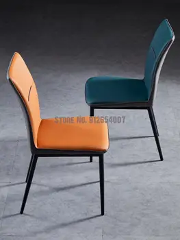 נורדי האוכל כיסא פשוט, מודרני בבית הכיסא לאחור כיסא עור מתכת רכה שקית צואה ומתן מלון הכיסא אור יוקרה