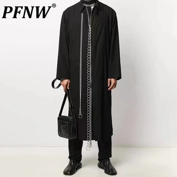 PFNW גברים המקורי של נישה עיצוב Darkwear אופנתי שרשרת חולצה ארוכה נשים מעיל רוח הפאנק הגותי מעיל גאות מגמת אופנה 12Z2391
