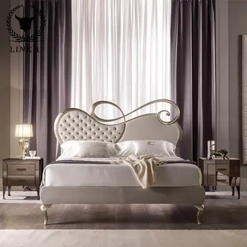 High-end חדש ריבוע בד המיטה איטלקי מודרני הונג קונג בסגנון פשוט נורדי מאסטר חדר שינה זוגי הנסיכה המיטה