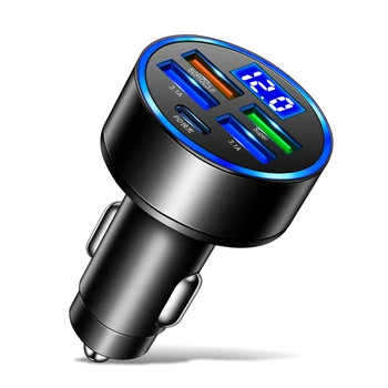 5 יציאות אוטומטי טעינת תקע מתאם תצוגה דיגיטלית LED 15W מהר תשלום משטרת USB C עם מתח זיהוי עבור מחשב לוח נייד טלפון