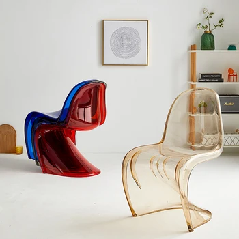 סקנדינבי מינימליסטי כסאות אוכל מודרניים מעצב פלסטיק ארגונומי כיסא הטרקלין איפור שקוף Sillas מסעדה רהיטים