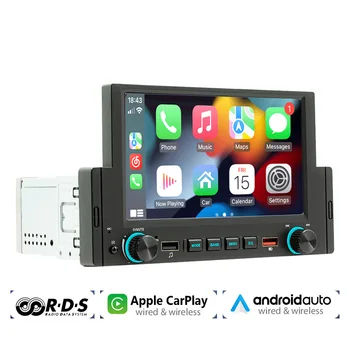 Din 1 רדיו במכונית אלחוטית CarPlay אנדרואיד אוטומטי Bluetooth MP5 דיבורית USB RDS FM אני 6.2