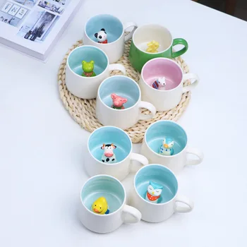 3D חיות חמודות ספלי קרמיקה כוסות קפה עם הכלב ברווז פנדה כוס מיץ חלב, ספלי תה כוס Drinkware מתנה עבור חברה הילדים