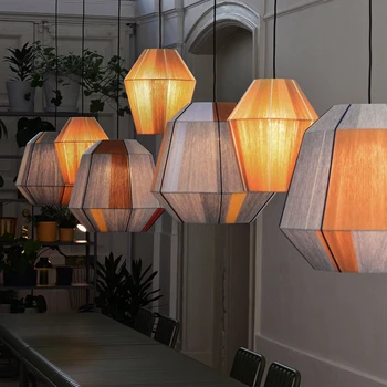 מעבר קפה בר חבל קנבוס קש אמנות המסעדה תלויות מנורות מקורה עיצוב תאורה רטרו, יפני לופט עץ, נברשות Homestay