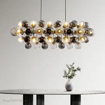 נורדי אור יוקרה יצירתי אישיות זכוכית בועה הכדור LED בסלון תליון מנורה השינה המסעדה הביתה תאורה מנורות