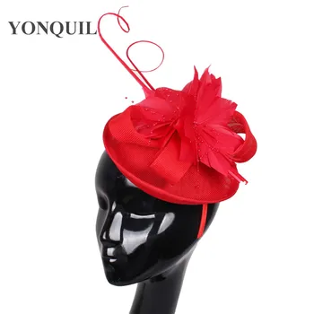 נשים חתונות Fascinator מדהימה נוצה פרח Adron כובע כלה חתונה עם יען נוצה הכובעים נשים ראש בעבודת יד