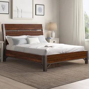 1pc המלכה פלטפורמת גודל המיטה עיצוב תעשייתי לוחות אופקי ריהוט חדר שינה
