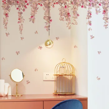 1pc פרח להדפיס מדבקת קיר מודרני פרח הדפסה קיר PVC מדבקות לקישוט הבית רקע קישוט הקיר