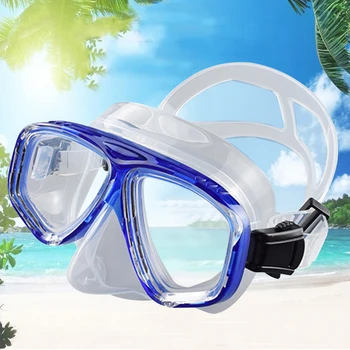 קל משקל משקפות צלילה 180 נוף פנורמי שחייה משקפי מגן נגד ערפל זכוכית מחוסמת מסכת הצלילה עמידים השפעה על גברים, נשים,