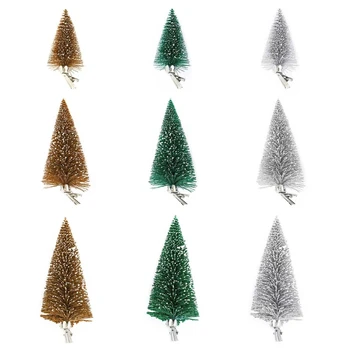 מיני עץ חג המולד עץ חג המולד מלאכותי עם קליפ סיסל עץ השלג