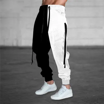 נוער מזדמנים מכנסיים 4 עונה שחור לבן צבע דפוס טרנינג התחבושת היפ הופ מכנסי אופנה מטען זכר ספורט