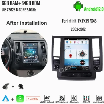 Clunko עבור אינפיניטי FX FX35 FX45 2000 - 2010 אנדרואיד רדיו במכונית סטריאו טסלה מסך נגן מולטימדיה Carplay אוטומטי 8G+256G 4G GPS