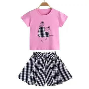2023 בגדי ילדים בנות חולצת טי + חצאית בגדי הילדים עבור בנות קשת בגדי ילדים בנות סגנון מקרית של ילדים 4-12Yrs