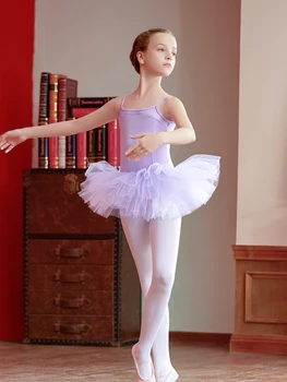 ילדה כותנה, טול חצאית בלט שמלת ריקוד, אימון ביצועים בגד גוף, אימוני התעמלות מתאים לילדים ולפעוטות