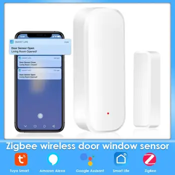 Tuya Zigbee WiFi הדלת חיישן חכם חלון גלאי גלאי עצמאי חיישן מגנטי לעבוד עם אלקסה הבית של Google
