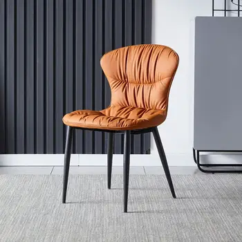 ורוד הבר סלון כסאות אוכל חיצונית יוקרה עור שחור עיצוב ארגונומי כיסא דייג מסעדה מתכת Sillas רהיטים CQ
