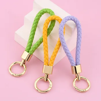 15 צבעים אופנה ארוגים החבל מחזיק מפתחות יד עגול אבזם טבעת מפתח הרכב מחזיקי מפתחות לרכב אופנה מפתח אביזרים Keyrings מתנות