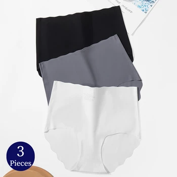 BZEL 3PCS תחתוני נשים להגדיר גבוהה המותניים תקצירים קצה מסולסל חלקה תחתוני משי רך סאטן הלבשה תחתונה נוחה התחתונים מכירה חמה
