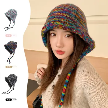 2023 סתיו צמה האוזן הגנה כובעים סרוגים חיצוני חם כובעי חורף לנשים קוריאני אופנה היפ הופ כובע המחבל הכובע