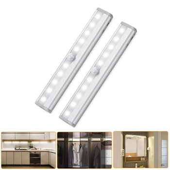 קולנוע LED אורות, 10 LED סוללה פעלה תנועת אור, מגנטית לילה בר אור על ארון מטבח, ארון