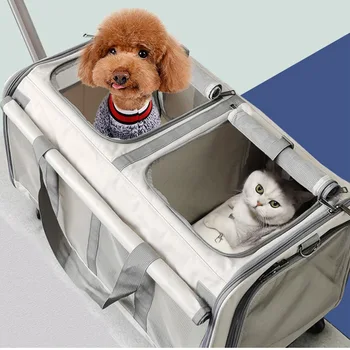 נסיעות מחמד קטנות בינוניות החתול הכלב האצ ' בק רשת המקרה נייד תיק הכלב התיק עגלה חלל גדול רוכסן התיק