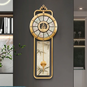 סגנון אירופאי טהור פליז שעון קיר הסלון קישוט מודרני תלוי שעון קיר לעיצוב הבית אור חדש יוקרתי מטוטלת