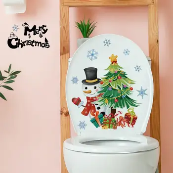 עמיד האסלה מדבקות בשירותים מיכל קישוטים חגיגיים שירותים תפאורה שלג חג המולד מדבקות בשביל הכיף חידוש הבית אמבטיה