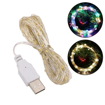 1/2/3/5M USB LED אורות מחרוזת נחושת כסף חוט גרלנד אור עמיד למים פיות אורות חג המולד מסיבת חתונה קישוט
