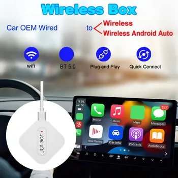 מחובר מתאם אלחוטי 5.0 G Carplay אנדרואיד אוטומטי Mini AI תיבת Bluetooth תואם-5.0 Plug and Play עבור קווי אנדרואיד אוטומטי