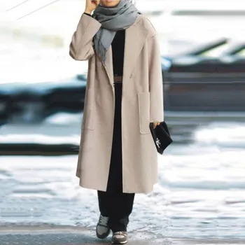 נשים מזדמנים עבה מעילי וינטאג מוצק צבע עבה שרוול ארוך ארוך מעיל מחבל ג ' קטים לנשים 2023 טוויד מעיל בסיסי