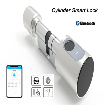 חכם צילינדרים לנעול Tuya 70mm אלקטרוני, Bluetooth אפליקציה מרחוק ביומטרי טביעת אצבע, מנעול נגד גניבות אבטחה בבית לנעול את הדלת