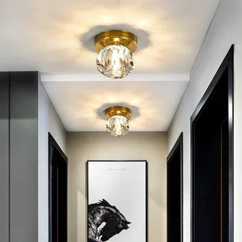 התקרה קטן אור פנימי קריסטל אהיל עיצוב יצירתי מנורות תקרה גופי תאורה במסדרון מרפסת במעבר למשרד הברק