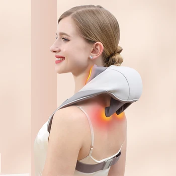 חשמל גב וצוואר לעיסוי רקמות עמוק שיאצו לישה המכשיר ולהקל על מתחים עמוקים לחץ מחוממת לעיסוי להקלה על כאב