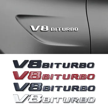 3d ABS מכתבים רכב סטיילינג פנדר צד הלוגו V8 BITURBO סמל התג עבור מרצדס C63 G63 E63 S63 W222 W223 קיר 204 205 אביזרים