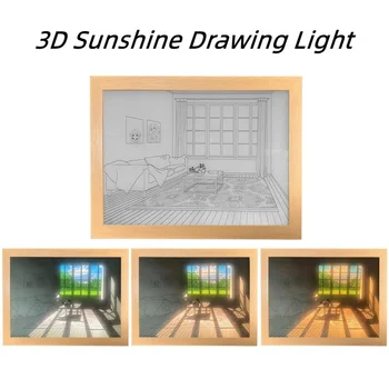3D שמש ציור מנורת לילה לדמות תאורה אמנות ציור יצירתי אנימה בסגנון קישוט חדר השינה אווירה מנורת שולחן מתנה