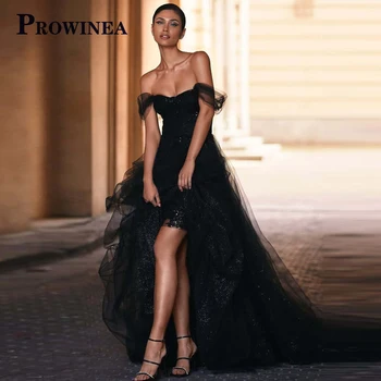 PROWINEA את הכתף SparklingLuxury ערב שמלות ארוכות מתוקה 2023Tulle Vestidos גלימות דה לנשף בהזמנה אישית חריץ